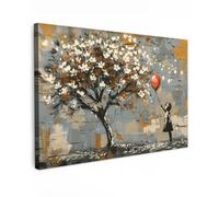 MuchoWow© Cuadros Decoracion Salon Modernos 120x80 cm para Dormitorios Cuadro Decorativos de Salon Lienzos Decorativo Pictures for Living Room Decorarivos Niña - Globo - Arbol de la vida