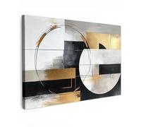 MuchoWow© Cuadros Decoracion Salon Modernos 120x80 cm para Dormitorios Cuadro Decorativos de Salon Lienzos Decorativo Pared Decoracion Lienzo Modernos Abstracto - Oro - Plata - Formas