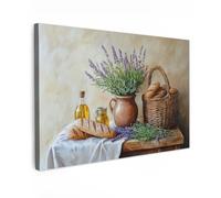 MuchoWow© Cuadros Decoracion Salon Modernos 120x80 cm para Dormitorios Cuadro Decorativos de Salon Lienzos Decorativo Pictures for Living Room Decorarivos Lavanda - Pan - Naturaleza muerta