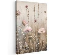 MuchoWow© Cuadros Decoracion Salon Modernos 20x30 cm para Dormitorios Cuadro Decorativos de Salon Lienzos Decorativo Pared Comedor Decoracion Pasillo Flores - Rosa - Moderno - Beige