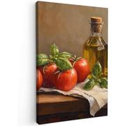 MuchoWow© Cuadros Decoracion Salon Modernos 20x30 cm para Dormitorios Cuadro Decorativos de Salon Lienzos Decorativo Canvas Wall Art Decoracion Modernos Tomates - Aceite de oliva - Bodegón