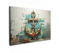 MuchoWow© Cuadros Decoracion Salon Modernos 30x20 cm Lienzos de Fotos Pared Wall Art Lienzo Decoração Cuadro de salones Marinas - Marineros - Ancla - Azul - Blanco - Marinera