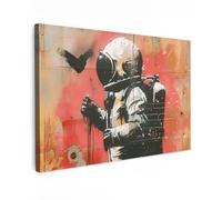 MuchoWow© Cuadros Decoración Salon Modernos 30x20 cm Pinturas Lienzo Decorativo para Pared Decoracion Hogar Lienzos Graffiti - Astronauta - Arte callejero - Espacio - Banksy