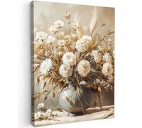 MuchoWow© Cuadros Decoracion Salon Modernos 30x40 cm Dormitorios Cuadro Decorativos de Salon Lienzos Decorativo Decoración Modernos Cabecero Cama Flores - Jarrón - Naturaleza muerta - Beige