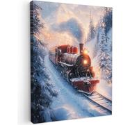 MuchoWow© Cuadros Decoracion Salon Modernos 30x40 cm Dormitorios Cuadro Decorativos de Salon Lienzos Decorativo Decoración Modernos Cabecero Cama Tren de Navidad - Nieve - Invierno