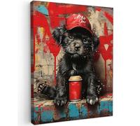 MuchoWow© Cuadros Decoracion Salon Modernos 30x40 cm Lienzos de Fotos Pared Wall Art Lienzo Decoração Cuadro de salones Graffiti - Perro - Cachorro - Urbano - Arte pop