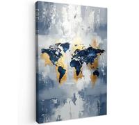 MuchoWow© Cuadros Decoracion Salon Modernos 40x60 cm para Dormitorios Cuadro Decorativos de Salon Lienzos Decorativo Canvas Wall Art Decoracion Modernos Mapa Mundial - Azul