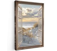 MuchoWow© Cuadros Decoracion Salon Modernos 40x60 cm para Dormitorios Cuadro Decorativos de Salon Lienzos Decorativo Pictures for Living Room Decorarivos Perspectiva - Playa - Dunas - Mar