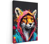 MuchoWow© Cuadros Decoracion Salon Modernos 40x60 cm Pinturas Lienzo Decorativo para Pared Decoración Hogar Lienzos Graffiti - Zorro - Neón - Animales - Arte pop