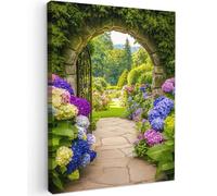 MuchoWow© Cuadros Decoracion Salon Modernos 50x70 cm para Dormitorios Cuadro Decorativos de Salon Lienzos Decorativo Pictures for Living Room Decorarivos Pórtico - Hortensia - Jardín