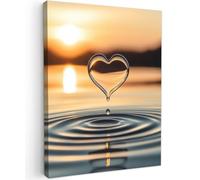 MuchoWow© Cuadros Decoracion Salon Modernos 50x70 cm para Dormitorios Cuadro Decorativos de Salon Lienzos Decorativo Pared Comedor Decoracion Pasillo Corazón - Agua - Atardecer - Naturaleza