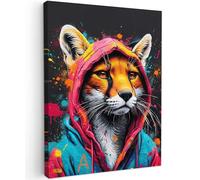 MuchoWow© Cuadros Decoracion Salon Modernos 50x70 cm Pinturas Lienzo Decorativo para Pared Decoración Hogar Lienzos Graffiti - Zorro - Neón - Animales - Arte pop