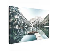 MuchoWow© Cuadros Decoracion Salon Modernos 60x40 cm Dormitorios Cuadro Decorativos de Salon Lienzos Decorativo Decoración Modernos Cabecero Cama Paisaje - Barco - Invierno - Montañas