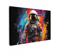 MuchoWow© Cuadros Decoracion Salon Modernos 60x40 cm Lienzos de Fotos Pared Wall Art Lienzo Decoração Cuadro de salones Astronauta - Graffiti - Negro - Colores
