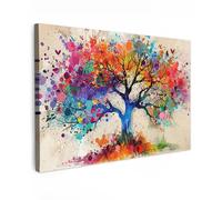 MuchoWow© Cuadros Decoracion Salon Modernos 60x40 cm para Dormitorios Cuadro Decorativos de Salon Lienzos Decorativo Pared Comedor Decoracion Pasillo Acuarela - Arte - Arbol de la vida