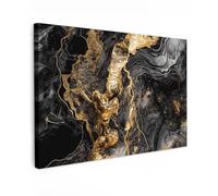 MuchoWow© Cuadros Decoracion Salon Modernos 60x40 cm para Dormitorios Cuadro Decorativos de Salon Lienzos Decorativo Pared Decoracion Dormitorio Matrimonio Mármol - Negro - Dorado