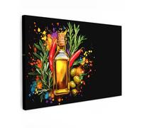 MuchoWow© Cuadros Decoracion Salon Modernos 60x40 cm para Dormitorios Cuadro Decorativos de Salon Lienzos Decorativo Pared Decoracion Lienzo Modernos Aceite de oliva - Graffiti - Pimienta