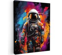 MuchoWow© Cuadros Decoracion Salon Modernos 60x80 cm Lienzos de Fotos Pared Wall Art Lienzo Decoração Cuadro de salones Astronauta - Graffiti - Negro - Colores