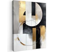 MuchoWow© Cuadros Decoracion Salon Modernos 60x80 cm para Dormitorios Cuadro Decorativos de Salon Lienzos Decorativo Pared Decoracion Lienzo Modernos Abstracto - Oro - Plata - Formas