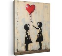 MuchoWow© Cuadros Decoración Salon Modernos 60x80 cm Pinturas Lienzo Decorativo para Pared Decoracion Hogar Lienzos Arte callejero - Banksy - Globo - Graffiti - Retro