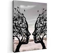 MuchoWow© Cuadros Decoracion Salon Modernos 60x80 cm Pinturas Lienzo Decorativo para Pared Decoración Hogar Lienzos Playa - Mar - Gente - Árbol - Arte moderno