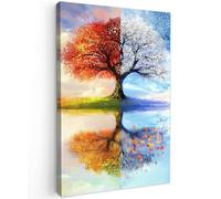 MuchoWow© Cuadros Decoracion Salon Modernos 60x90 cm Dormitorios Cuadro Decorativos de Salon Lienzos Decorativo Decoración Modernos Cabecero Cama Estaciones - Arte - Árbol - Invierno - Otoño
