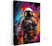 MuchoWow© Cuadros Decoracion Salon Modernos 60x90 cm Lienzos de Fotos Pared Wall Art Lienzo Decoração Cuadro de salones Astronauta - Graffiti - Negro - Colores