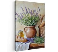 MuchoWow© Cuadros Decoracion Salon Modernos 60x90 cm para Dormitorios Cuadro Decorativos de Salon Lienzos Decorativo Pictures for Living Room Decorarivos Lavanda - Pan - Naturaleza muerta