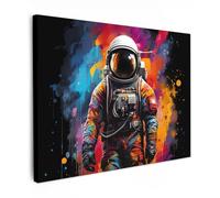 MuchoWow© Cuadros Decoracion Salon Modernos 70x50 cm Lienzos de Fotos Pared Wall Art Lienzo Decoração Cuadro de salones Astronauta - Graffiti - Negro - Colores