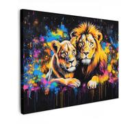 MuchoWow© Cuadros Decoracion Salon Modernos 70x50 cm para Dormitorios Cuadro Decorativos de Salon Lienzos Decorativo Pared Comedor Decoracion Pasillo Leones - Pintura - Colores