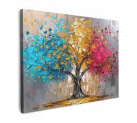 MuchoWow© Cuadros Decoracion Salon Modernos 70x50 cm para Dormitorios Cuadro Decorativos de Salon Lienzos Decorativo Pared Decoracion Lienzo Modernos Azul - Rojo - Arte - Árbol de la vida