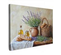 MuchoWow© Cuadros Decoracion Salon Modernos 70x50 cm para Dormitorios Cuadro Decorativos de Salon Lienzos Decorativo Pictures for Living Room Decorarivos Lavanda - Pan - Naturaleza muerta