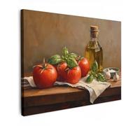 MuchoWow© Cuadros Decoracion Salon Modernos 70x50 cm para Dormitorios Cuadro Decorativos de Salon Lienzos Decorativo Canvas Wall Art Decoracion Modernos Tomates - Aceite de oliva - Bodegón