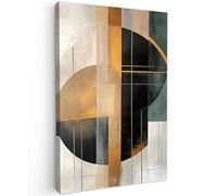 MuchoWow© Cuadros Decoracion Salon Modernos 80x120 cm para Dormitorios Cuadro Decorativos de Salon Lienzos Decorativo Pared Decoracion Dormitorio Matrimonio Abstracto - Oro - Verde - Formas