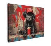 MuchoWow© Cuadros Decoracion Salon Modernos 80x60 cm Lienzos de Fotos Pared Wall Art Lienzo Decoração Cuadro de salones Graffiti - Perro - Cachorro - Urbano - Arte pop