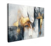 MuchoWow© Cuadros Decoracion Salon Modernos 80x60 cm para Dormitorios Cuadro Decorativos de Salon Lienzos Decorativo Pared Decoracion Dormitorio Matrimonio Acuarela - Negro - Oro - Luxe