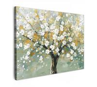 MuchoWow© Cuadros Decoracion Salon Modernos 80x60 cm para Dormitorios Cuadro Decorativos de Salon Lienzos Decorativo Canvas Wall Art Decoracion Flores - Blanco - Arte - Árbol de la vida