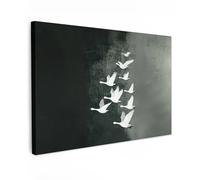 MuchoWow© Cuadros Decoracion Salon Modernos 90x60 cm Dormitorios Cuadro Decorativos de Salon Lienzos Decorativo Decoración Modernos Cabecero Cama Pájaro - Japandi - Verde