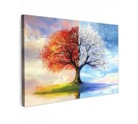 MuchoWow© Cuadros Decoracion Salon Modernos 90x60 cm Dormitorios Cuadro Decorativos de Salon Lienzos Decorativo Decoración Modernos Cabecero Cama Estaciones - Arte - Árbol - Invierno - Otoño