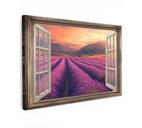 MuchoWow© Cuadros Decoracion Salon Modernos 90x60 cm para Dormitorios Cuadro Decorativos de Salon Lienzos Decorativo Pared Decoracion Lienzo Modernos Mirada - Lavanda - Campo - Violeta - Plantas