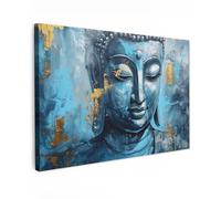MuchoWow© Cuadros Decoracion Salon Modernos 90x60 cm para Dormitorios Cuadro Decorativos de Salon Lienzos Decorativo Pictures for Living Room Decorarivos Buda - Azul - Oro - Lujo - Arte