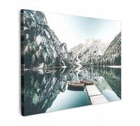 MuchoWow© Cuadros Decoracion Salon Modernos Dormitorios Cuadro Decorativos | 70x50 cm - de Lienzos Decorativo Decoración Cabecero Cama Paisaje - Barco - Invierno - Montañas