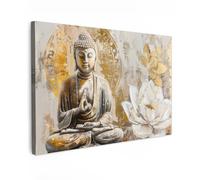 MuchoWow© Cuadros Decoracion Salon Modernos para Dormitorios Cuadro | 120x80 cm - Decorativos de Lienzos Decorativo Pared Comedor Pasillo Buda - Flor - Loto - Espiritualidad