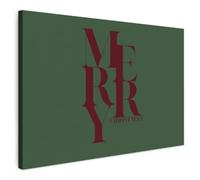 MuchoWow© Cuadros Decoracion Salon Modernos para Dormitorios Cuadro | 150x100 cm Decorativos Lienzos Decorativo Pared Comedor Pasillo Hogar Regalos de Merry - Letra - Verde - Navidad