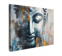 MuchoWow© Cuadros Decoracion Salon Modernos para Dormitorios Cuadro | 70x50 cm - Decorativos de Lienzos Decorativo Pared Comedor Pasillo Buda - Gris - Oro - Arte moderno