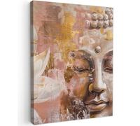 MuchoWow© Cuadros Decoracion Salon Modernos para Dormitorios Cuadro - Arte | 50x70 cm - Decorativos de Lienzos Decorativo Pictures for Living Room Decorarivos Buda - Flor - Oro