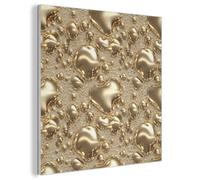 "MuchoWow© Cuadros Decorativos 60x60 cm Paneles Insonorizacion Acusticos Panel Acustico Decorativo Insonorizar Habitacion Aislante Gotas - Orgánico - Oro"