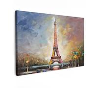 MuchoWow© Cuadros Decorativos Modernos para Sala 120x80 cm Lienzos Decoracion Pared Salon Quadros Decoração Dormitorios Torre Eiffel - Pintura al óleo - París