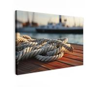 MuchoWow© Cuadros Decorativos Modernos para Sala 120x80 cm Lienzos Decoracion Pared Salon Quadros Decoração Dormitorios Marinas - Marineros - Cuerda - Barca - Marinera - Madera - Puerto