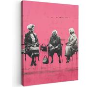 MuchoWow© Cuadros Decorativos Modernos para Sala 30x40 cm Lienzos Decoracion Pared Salon Quadros Decoração Dormitorios Graffiti - Vintage - Negro - Arte callejero - Rosa - Banksy